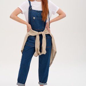 Lucy and Yak Overalls Atlas Dungaree: ORGANIC DENIM - Mid Wash Blue - S (UK 8-10